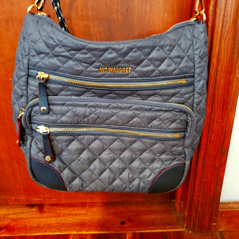 MZ Wallace grey quilted crossbody bag XXL